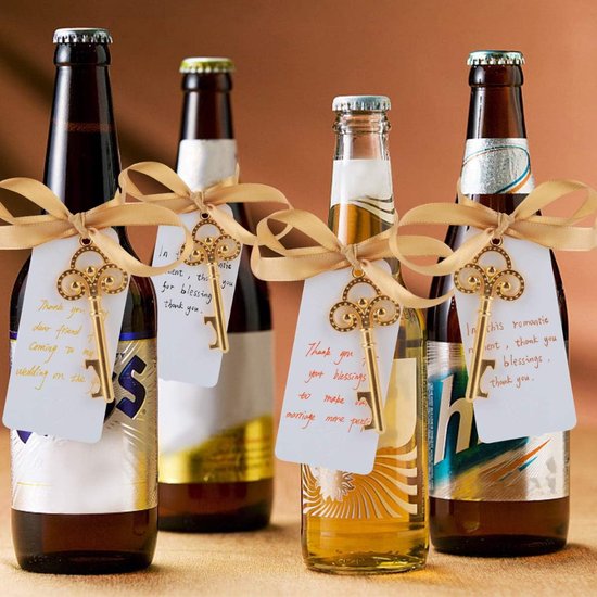 GoMaihe Vintage flesopener, 50 stuks, vintage flesopener, met doe-het-zelf kaarten en zakjes, bieropener, herinneringen, huwelijksgeschenken, voor uitnodigingen, decoratie voor hotel, bar, feest