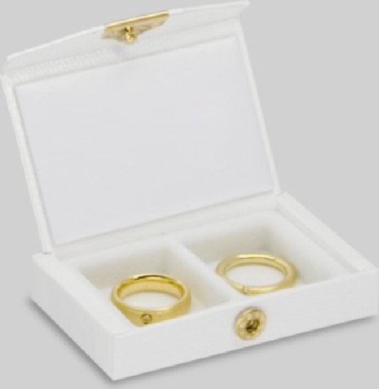 Ringdoosje bruiloft twee ringen - aanzoek - verloving - huwelijksaanzoek - liefde - wit - sieradendoos - ring - cadeau