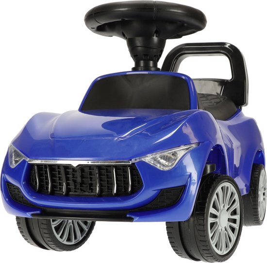 Playos® - Loopauto - Blauw - Loopwagen - met Geluid en Licht - Duwauto - Opbergruimte - Beschermbeugel - Jongens en Meisjes