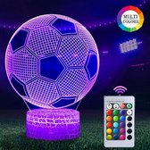 voetbal 3D-nachtlampje, voetbal 3D-illusielamp met 16 kleurenwisselafstandsbediening, decoratieve bureaulamp, creatief verjaardagskerstcadeau, ideaal voor sportfans