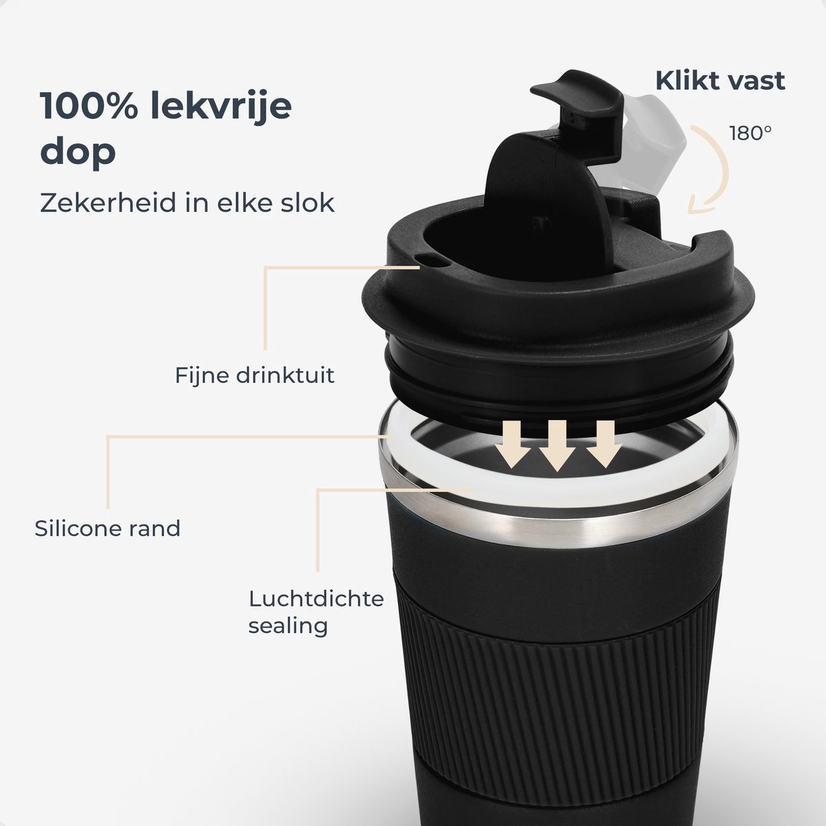 Itagala Premium RVS Koffiebeker To Go Thermosbeker Theebeker 380ml Mat Zwart