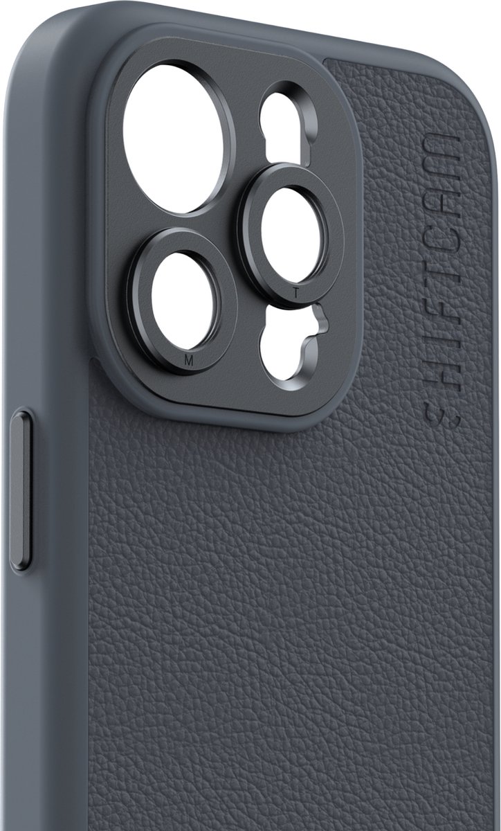 ShiftCam iPhone 15 Pro case - hardcase telefoonhoesje voor LensUltra lenzen - vegan leer - krasvrij - waterbestendig - stootvast - geschikt voor iPhone 15 Pro - antraciet