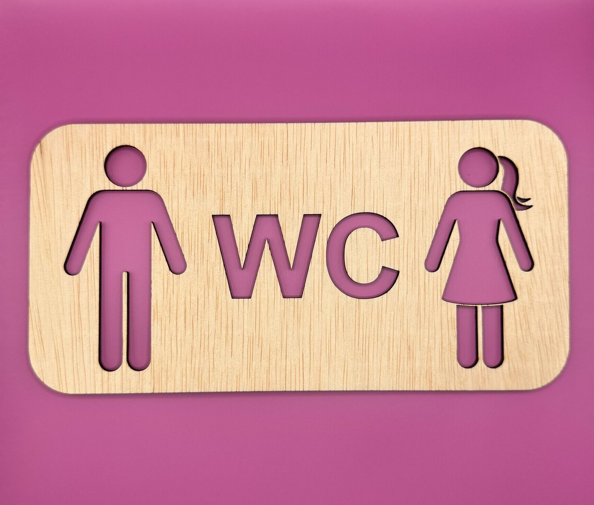 Bordje voor op de wc deur - naturel hout - man/vrouw - deurbordje voor het toilet - wc bordje - toilet bordje - 20x10 cm