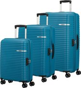 American Tourister kofferset - 3 delig - handbagage + M/L - Teal Blue