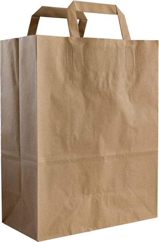 Papieren tasjes 50 stuks Budget Bruin A4 25x12x31cm