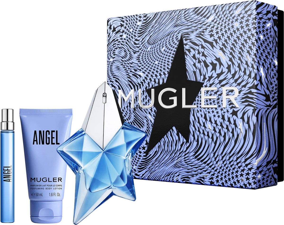 Goedkoopste Thierry Mugler Angel Giftset - 50 ml eau de parfum spray 10 ml eau de parfum spray 50 ml showergel - cadeauset voor dames