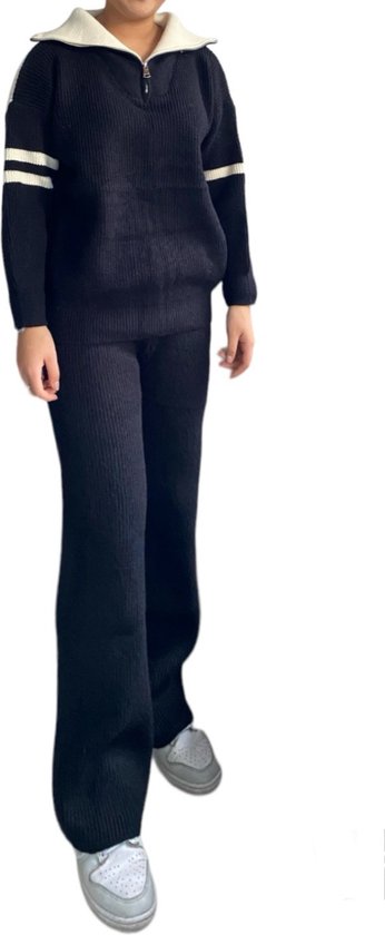 Dames Huispak - Vrijetijdspak gebreid Onesize S-L Zwart