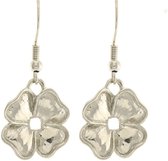 Behave Oorbellen zilver-kleur hangers bloem 3 cm