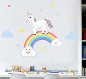 Muursticker Kinderkamer - Babykamer - Unicorn regenboog - wolken sterren - Jongen - Meisje - Verwijderbaar - zelfklevend plakfolie | Huis inrichting | Stickerkamer®