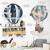 Muursticker Kinderkamer - Babykamer - Dieren in Luchtballon - Jongen - Meisje - Verwijderbaar - zelfklevend plakfolie | Huis inrichting | Stickerkamer®