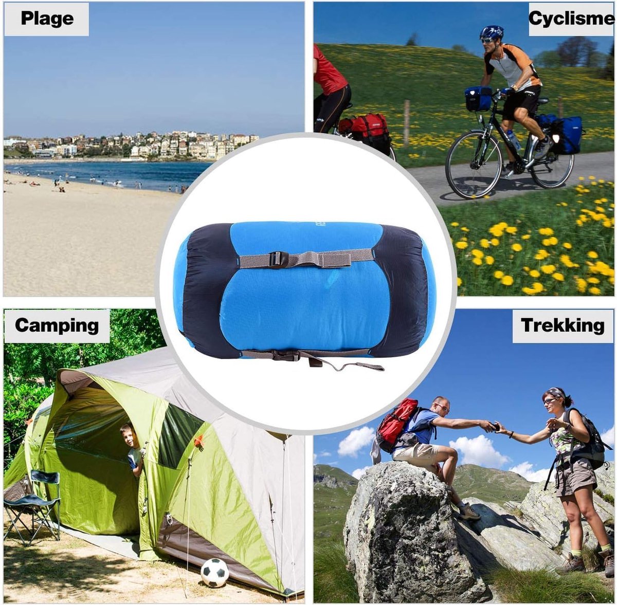 HIKEMAN Compressiezak voor slaapzak - lichtgewicht compressietas, waterbestendige slaapzak compressietas voor kamperen, buiten, wandelen, backpacken, reizen (Blauw, L