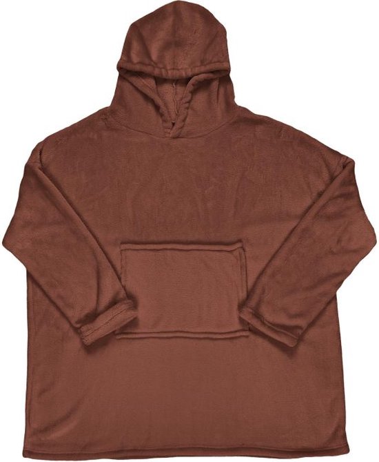 Flanellen fleece Oversized Hoodie plaid Terracotta – One Size