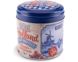 Stroopwafel - koek blik Holland, Delftsblauw en rood