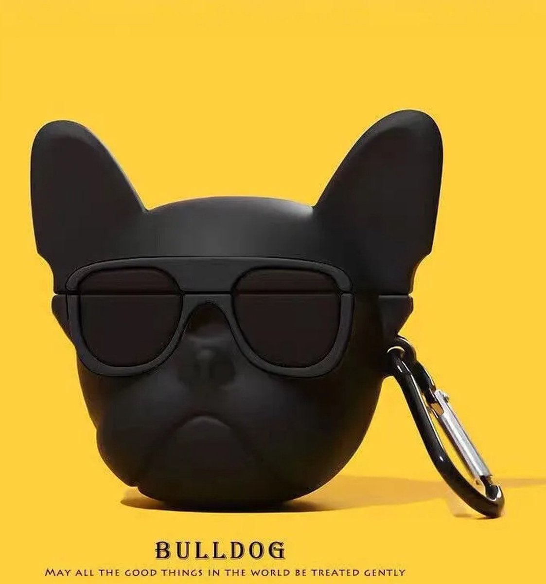 Hiphop bulldog pug dog muziek siliconen hoesje voor apple airpods 3 cover voor airpods pro case oortelefoon beschermende airpods - Zwart