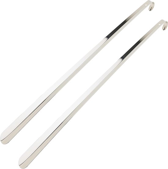 Extra Long Metal Shoe Horn - Very Sturdy Premium Shoe Horn 70 cm Long - with Hook and Hole for Practical Hanging - Ergonomically Shaped Metal Shoe Horn z2792 (Pack of 2)