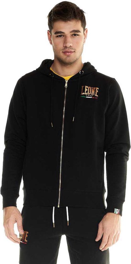 Leone Apparel Gold Sweatshirt Met Volledige Rits Zwart S Man