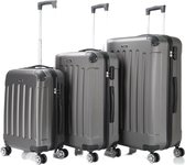 Kofferset Traveleo Babij - 3-delig - Complete Set - Koffer - Handbagage 35L + 65L en 90L Ruimbagage - ABS01 - Grijs