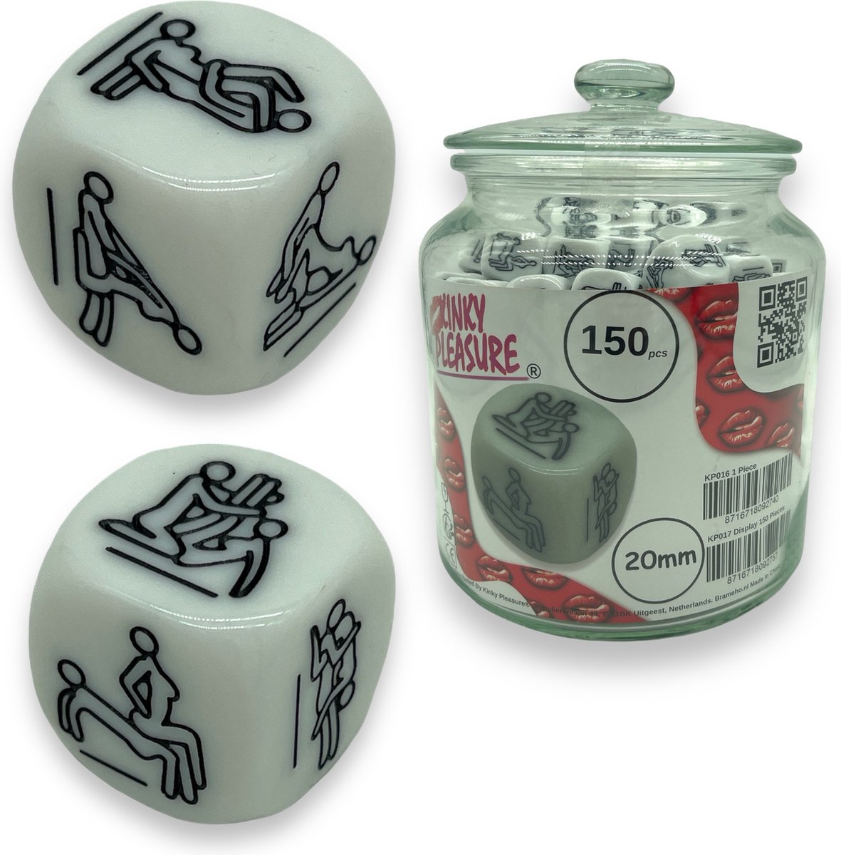 Dobbelsteen Wit Met Erotische Standjes Mega Pot 150 Stuks