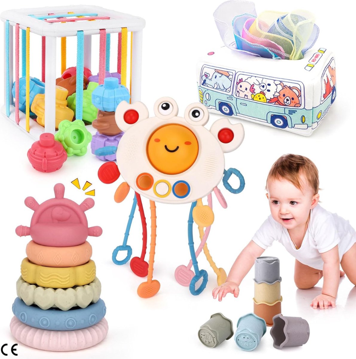 Jouets pour bébés 0-6 mois - Jouet boîte de mouchoirs pour bébé