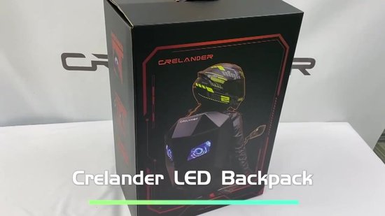 Sac à Dos LED Programmable – Écran 48x48 Pixels, Yeux Interchangeables, étanche, Pour Moto Ou Daily