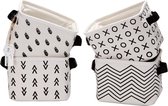 Mini boîte de rangement carrée pliable, gris et blanc, boîte de rangement en tissu 100 % lin et coton, paniers de rangement, organisateurs pour étagères et tables d'écriture – Lot de 4