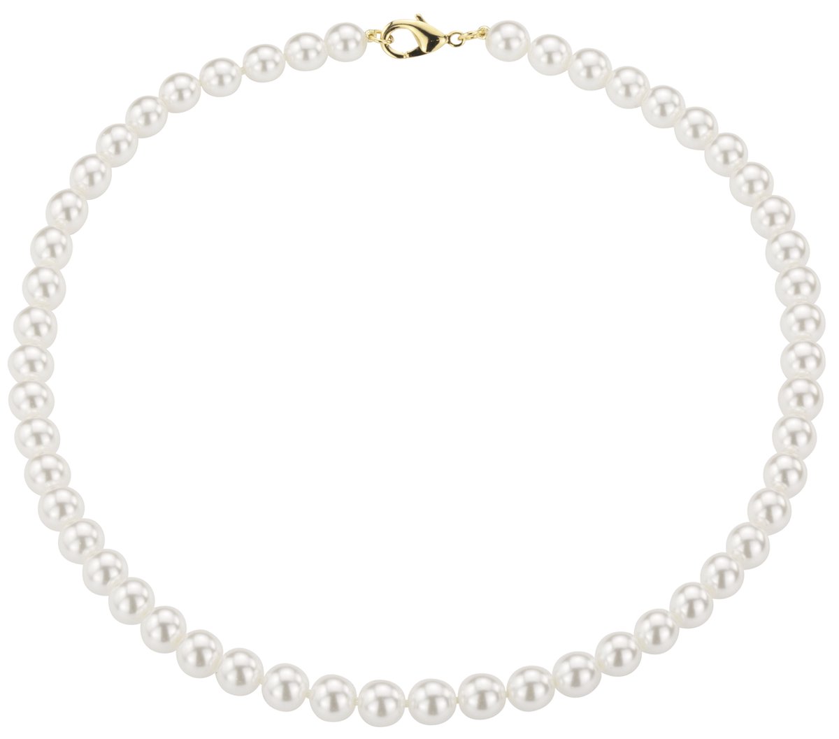 Traveller Parelcollier - Parelketting dames - Wit - 8 mm - 45 cm - Goudkleurig - 741845