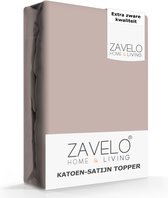 Zavelo Deluxe Katoen-Satijn Topper Hoeslaken Zand - 1-persoons (90x220 cm) - Heerlijk Zacht - Rondom Elastisch - Perfecte Pasvorm