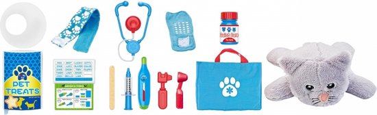Woopie dierenarts speelgoed - Doctor speelgoed - kat - Inclusief knuffel & tas - 15 stuks - WOOPIE
