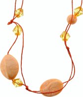 Behave Long collier de perles en corde orange