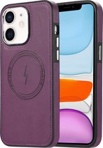 Sulada Coque souple TPU / cuir et antichoc avec anneau magnétique pour Apple iPhone 11 violet foncé