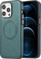 sulada soft case tpu / leder en shokproof met magnetische ring de geschikt voor Apple iphone 12 pro groen
