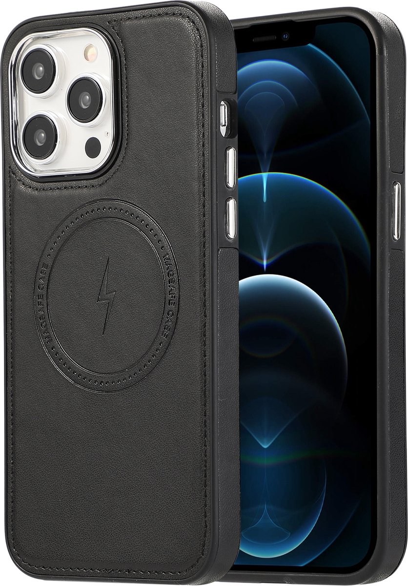 sulada soft case tpu / leder en shokproof met magnetische ring de geschikt voor Apple iphone 12 pro zwart