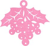 Kerstbes vilt onderzetter - Roze - 6 stuks - 10 x 10 cm - Tafeldecoratie - Glas onderzetter - Valentijn - Cadeau - Woondecoratie - Tafelbescherming - Onderzetters voor glazen - Keukenbenodigdheden - Woonaccessoires - Tafelaccessoires