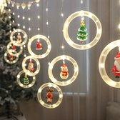 CNL Sight LED Kerstverlichting - Met afstandsbediening & haak - Lichtgordijn- Kerststerren- Gordijnverlichting-Kerst Lichtslingers met USB- Vorm met Snowflakes & Kerstman & vriendjes - Warm wit licht- 3 Meter- 125 LED- Sfeer Verlichting