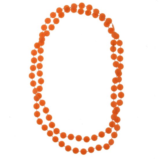 Collier Behave - chaîne longue - orange - plastique - chaîne de perles - 140 cm