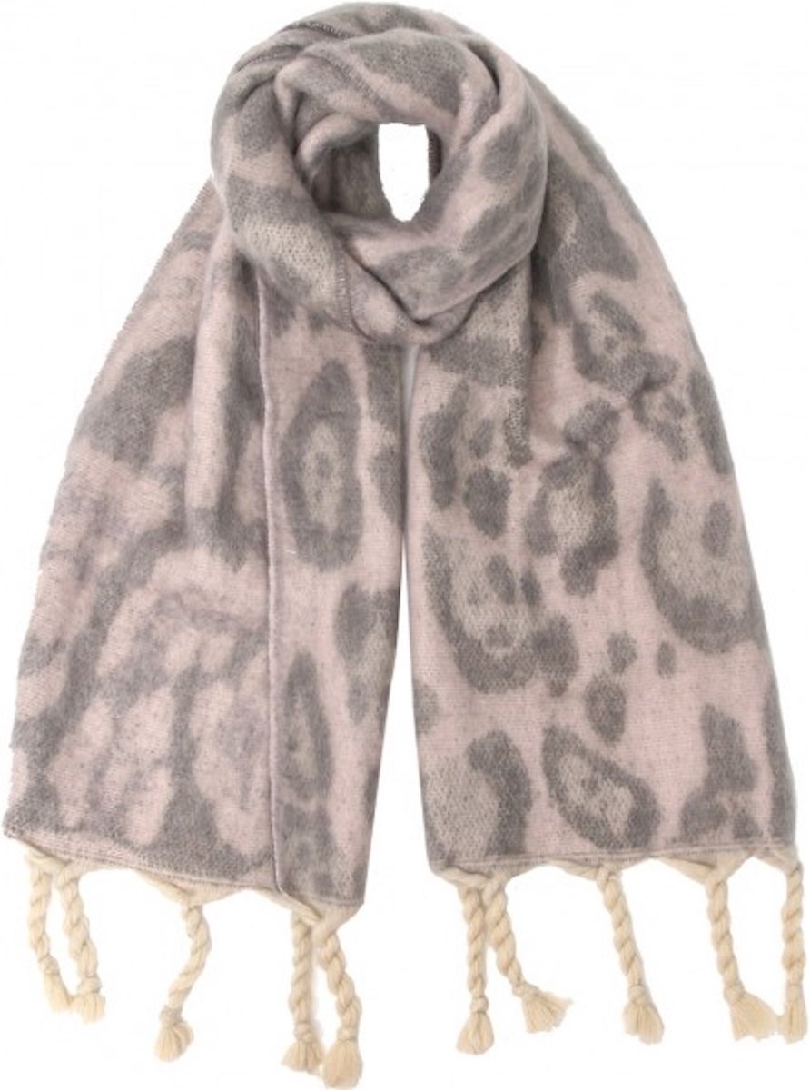 Roze sjaal met luipaard print - 180 x 50 Centimeter - Acryl - Zacht en warm - Damesdingetjes