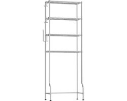 Zwaar Wasmachine ombouw rek - Wasmachine rek duifgrijs - Toilet kast - Wc meubel - Wasmachine rek met opbergruimte - Wasmachine rek bovenlader - metaal - duifgrijs - 30 x 63 x 176 cm