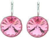 Behave Oorhangers Dames - rond 14 mm diameter - Light Rose Roze Swarvoski Elements Kristal steen