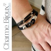 Armband -zwart-metaal-Charme Bijoux