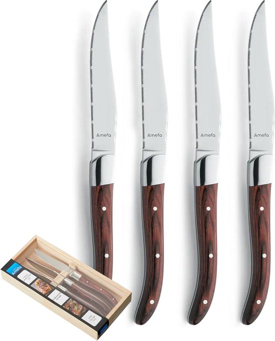 Amefa - Royal Steak 4 Steakmessen - Maroon Brown