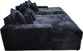 bigsofa jumbo American - zwart ribstof- seatsandbeds hoekbanken en boxsprings