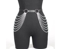 Bodychain heup harnas - Open kruis - Festival - Feest - BDSM - Rollenspel - Verstelbaar - RVS