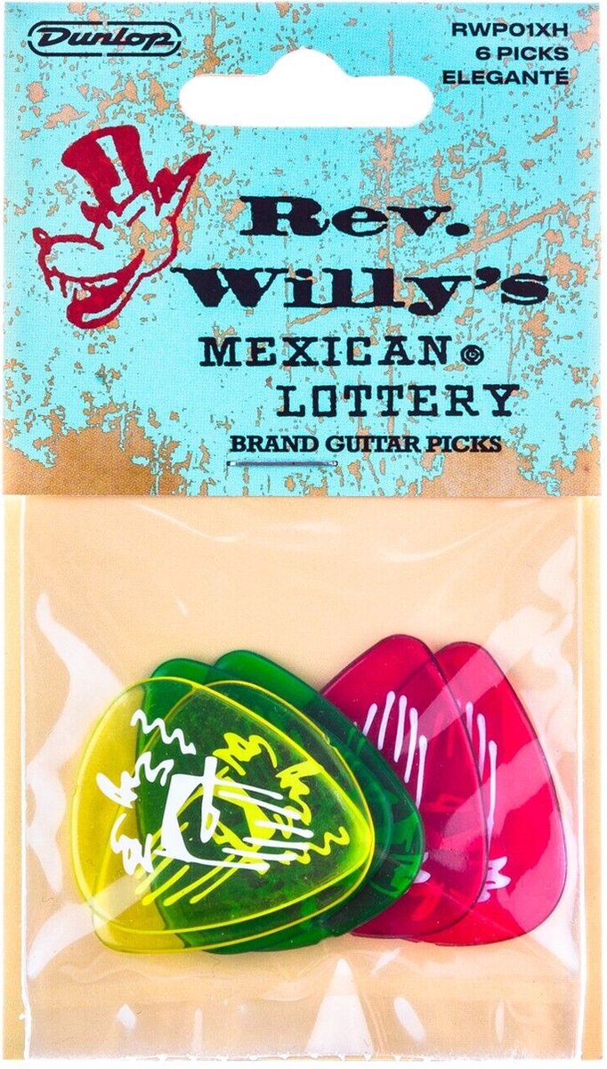 Jim Dunlop - Rev. Willy's - Plectrum - Mexican Lottery - 6-pack