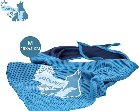 CoolPets cooling bandana - Nekomtrek 38 tot 46 cm - M - 70 x 45 x 45 cm - Verkoelende bandana voor honden - Verkoeling - Blauw