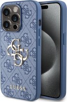 Guess 4G Metal Logo Back Case - Geschikt voor Apple iPhone 15 Pro (6.1") - Blauw