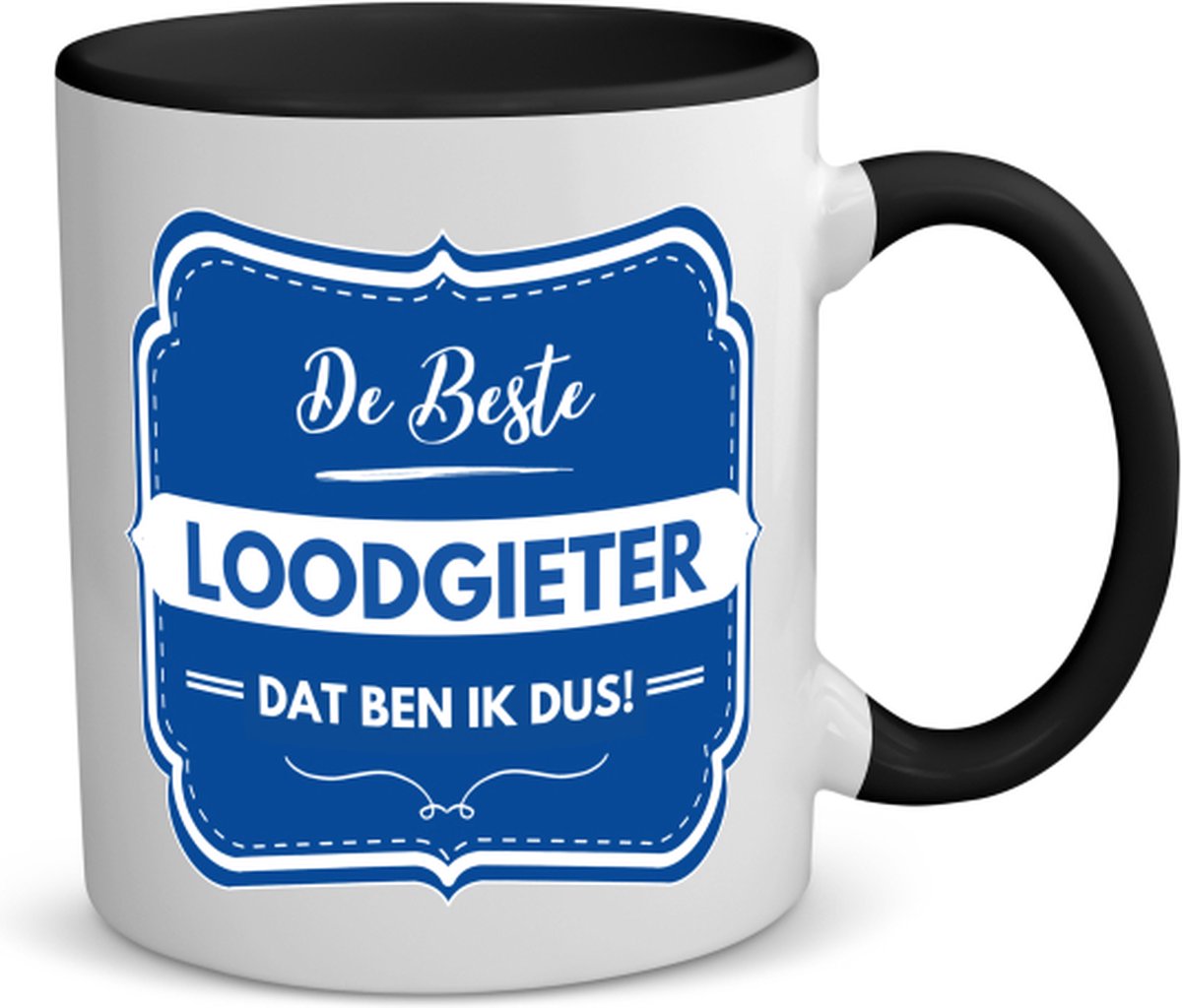 Akyol - de beste loodgieter koffiemok - theemok - zwart - Loodgieter - loodgieters - werk - afscheidscadeau - verjaardagscadeau - kado - 350 ML inhoud