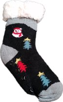 Kerstsokken - Wintersokken - Huissokken - Kinderen - Warme wintersokken - Anti-slip - Kleur Grijs/Zwart/Wit/Rood/Blauw/Geel - Sneeuwpop&kerstboom - Maat 28 t/m 31 - Kerst - Cadeau