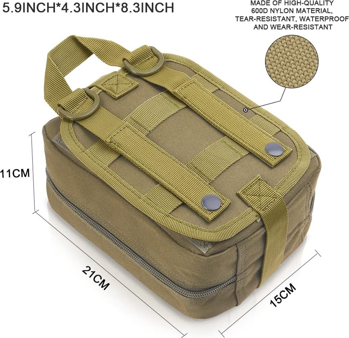 Sac Banane Tactique MOLLE Compact – Parfait Pour EDC, Rando, Vélo (couleur Kaki)