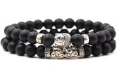 Kralen Armband met Buddha Beeld - Mat Zwart - Natuursteen - Boeddha Sieraden - Armbanden Heren Dames - Kralenarmband - Cadeau voor Man - Mannen Cadeautjes