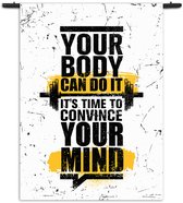 Velours Wandkleed You Body Can Do It, It's Time To Convince Your Mind Rechthoek Verticaal S (85 X 60 CM) - Wandkleden - Met roedes